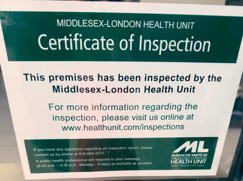MLHU Health Inspection for Sparkle Organic Nails & Spa